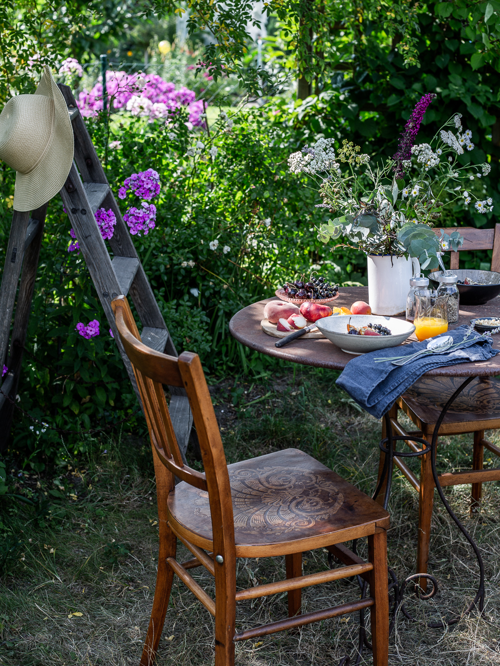 summer, breakfast, garden