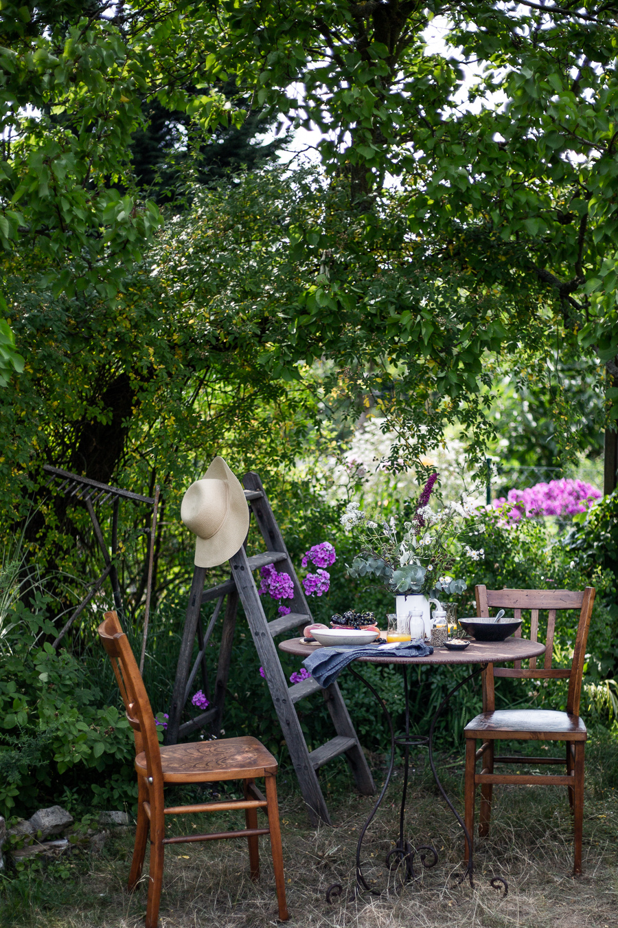 summer, breakfast, garden