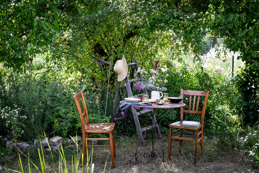 summer, breakfast, garden