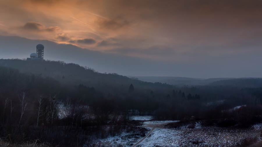 teufelsberg, berlin, sunset, sonnenuntergang, winter, panorama
